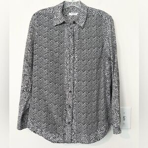 Equipment B&W Printed Full Button Silk Blouse S